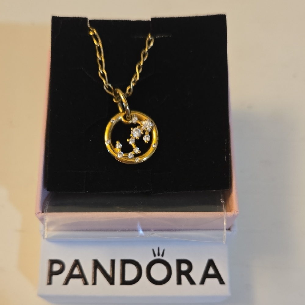 Pandora Zodiac Scorpio Gold Necklace with Crystal Accents